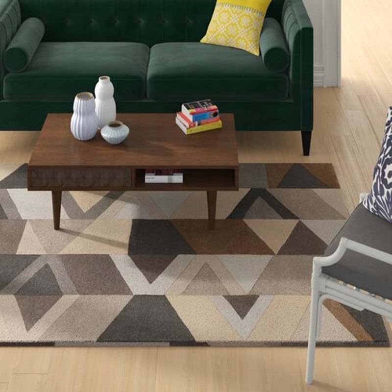 Brown Modern Geometric Pattern Hand Tufted Carpet