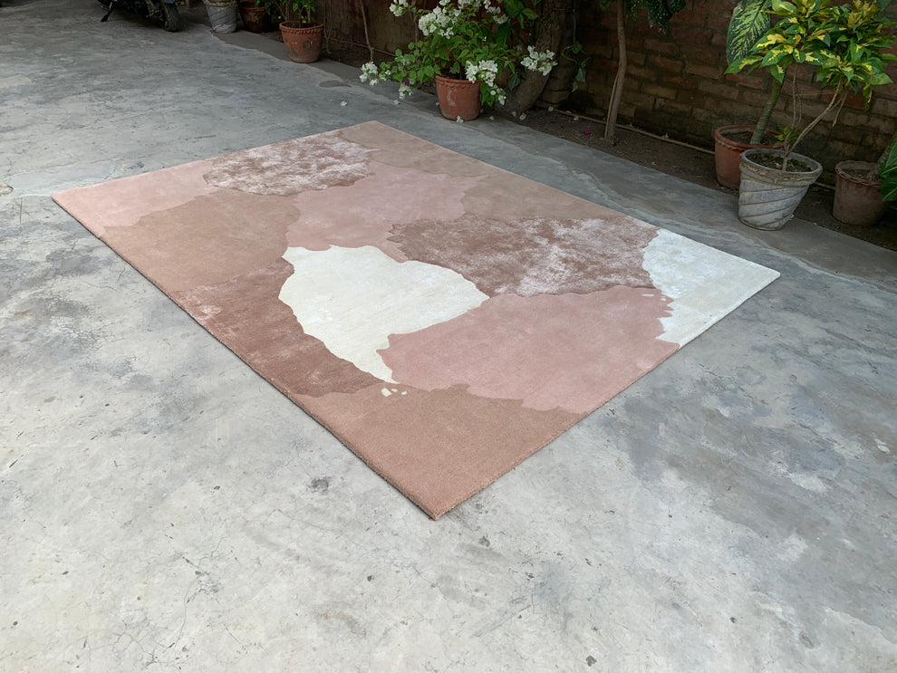 Brown & White Colours  Abstract rectangle  Hand Tufted Carpet