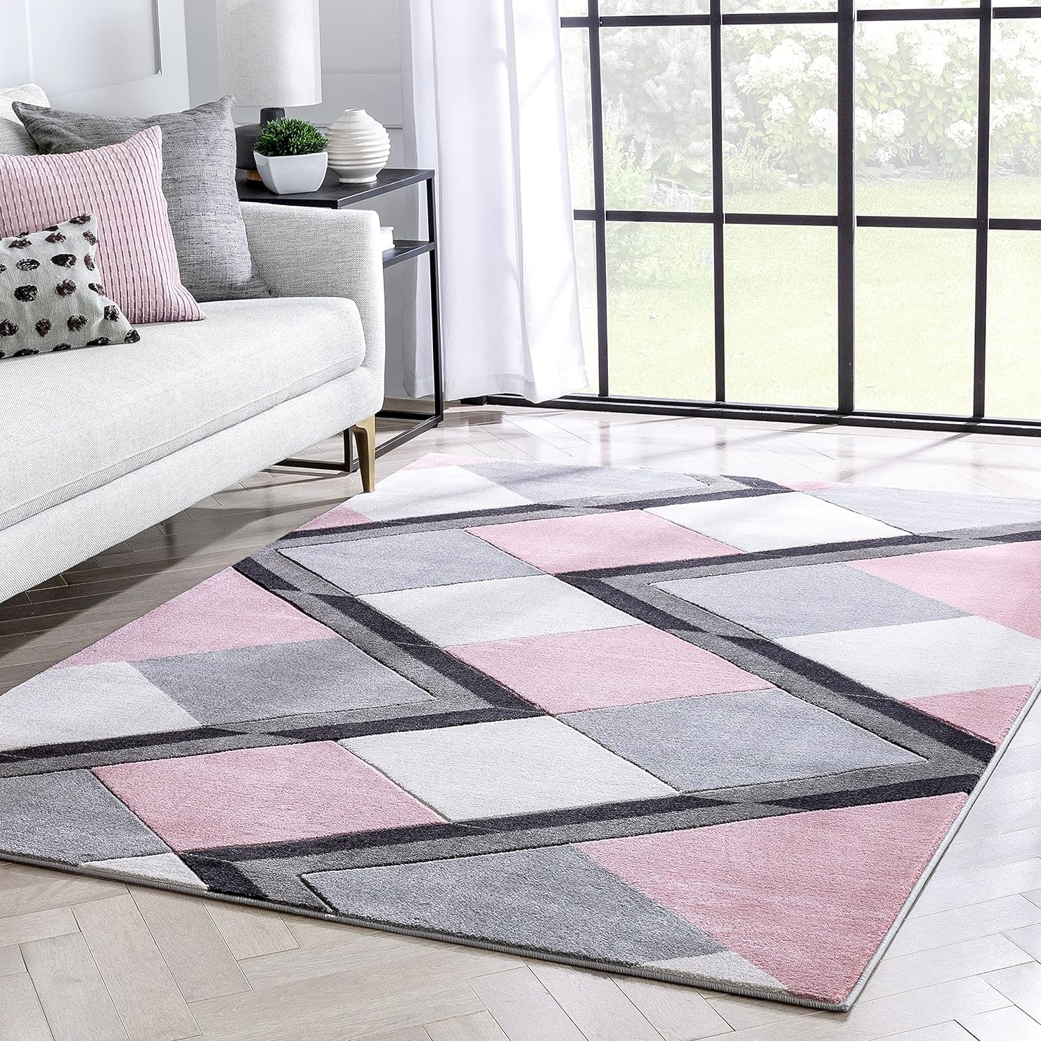 Multicolor Modern Geometric Pattern Hand Tufted Carpet