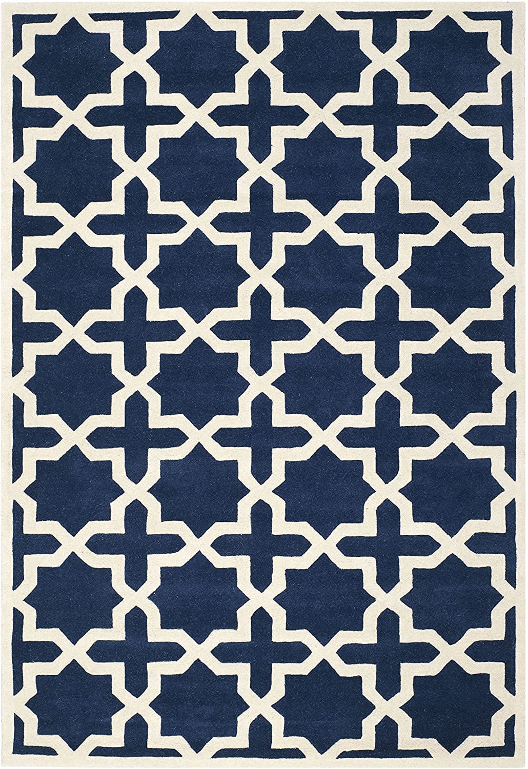 Military Blue Modern Geometry Pattern Hand Tufted Carpet