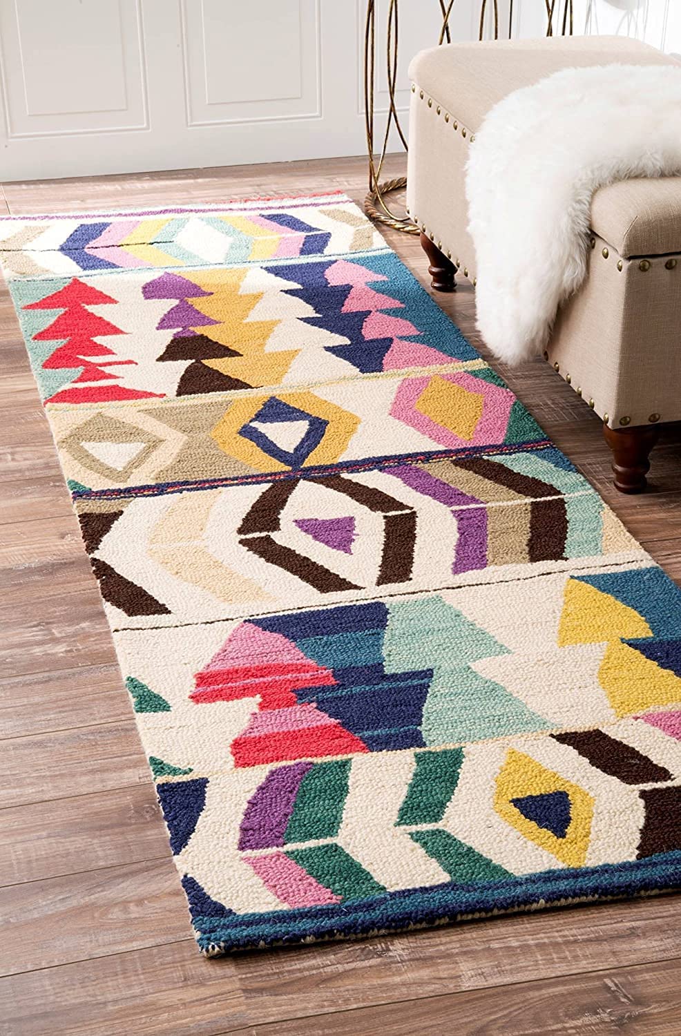 Multicolor Modern Geometric Pattern Hand Tufted Carpet