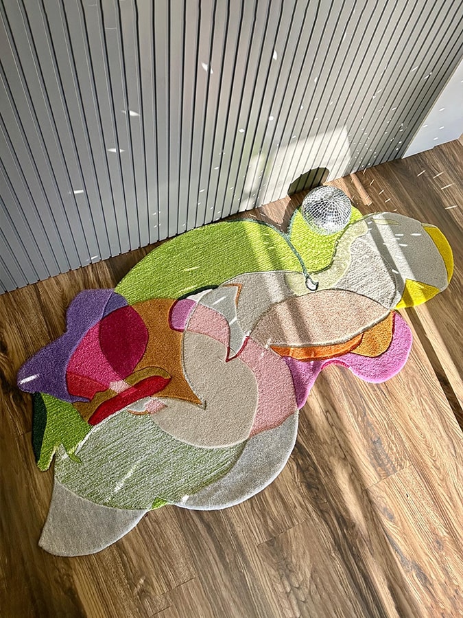 Multi color Abstract Unshaped Hand Tufted Carpet