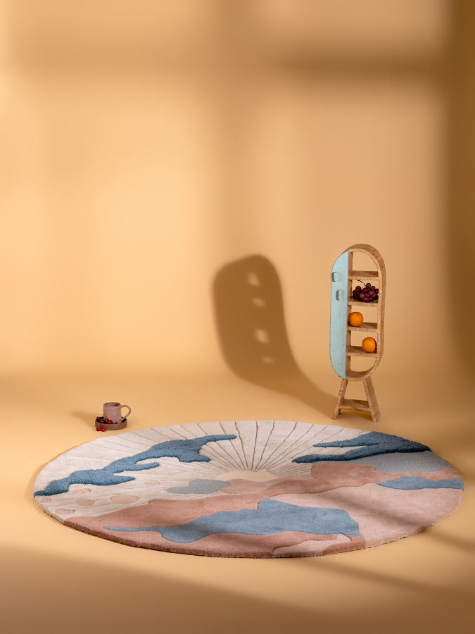 Multi Color Abstract Round Hand Tufted Carpet