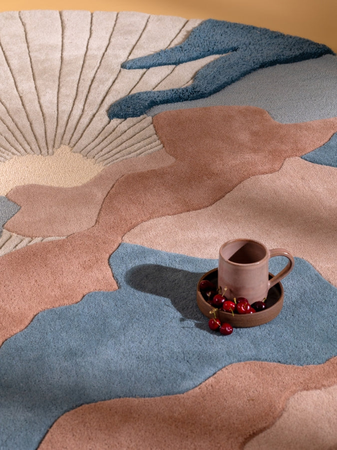 Multi Color Abstract Round Hand Tufted Carpet