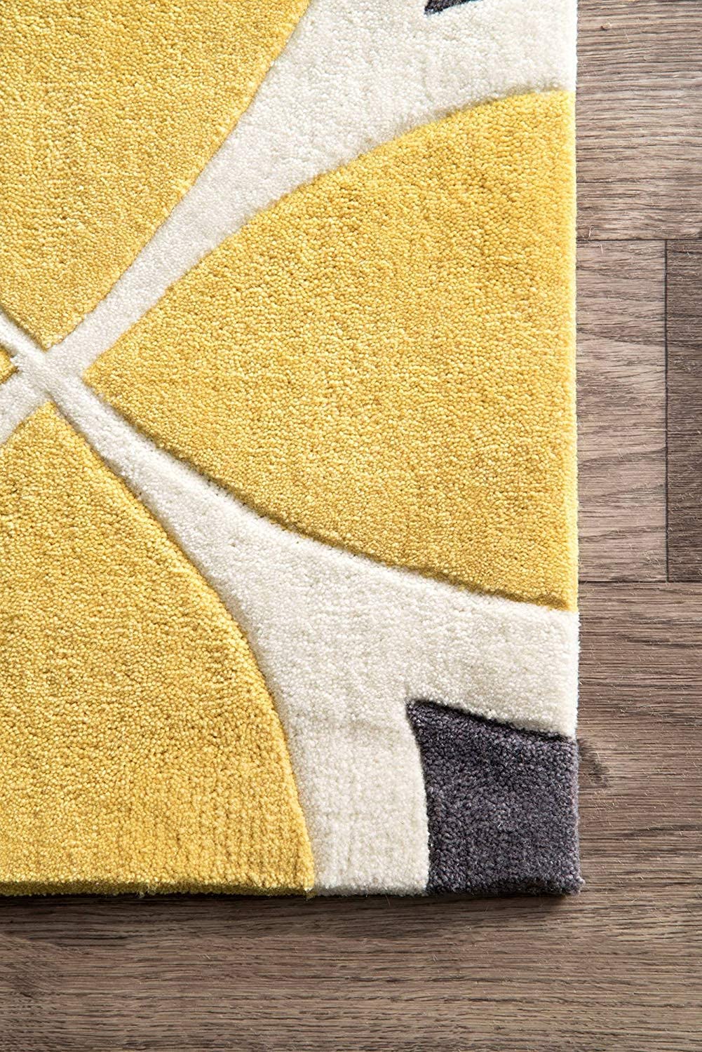 Yellow Modern Circle Geometric Pattern Hand Tufted Carpet